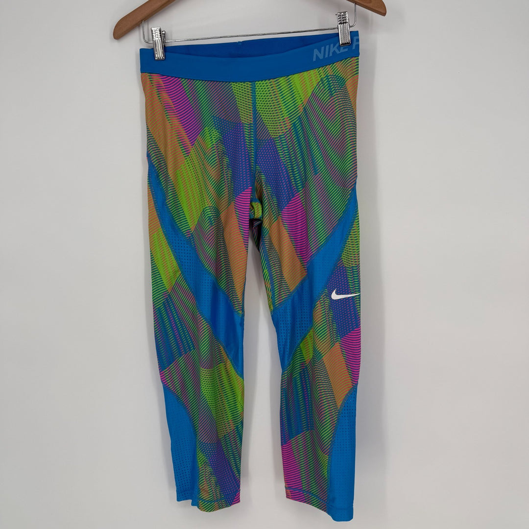 Nike Pro Hypercool Frequency Capri Leggings Womens Large Multicolor Swirl Print