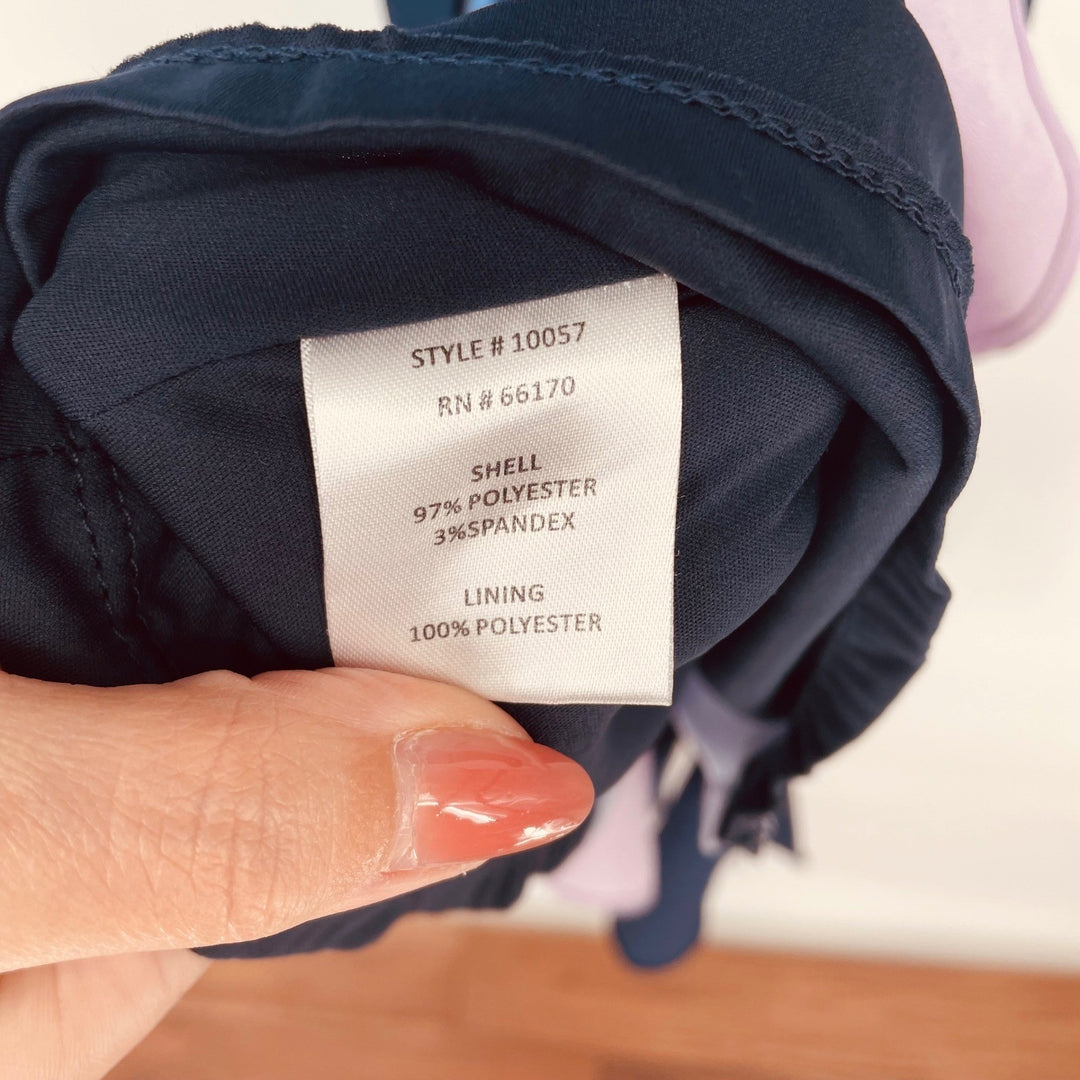 Hutch Colorblock Wrap Dress Navy Blue Light Blue Pink Flutter Sleeve Belted M