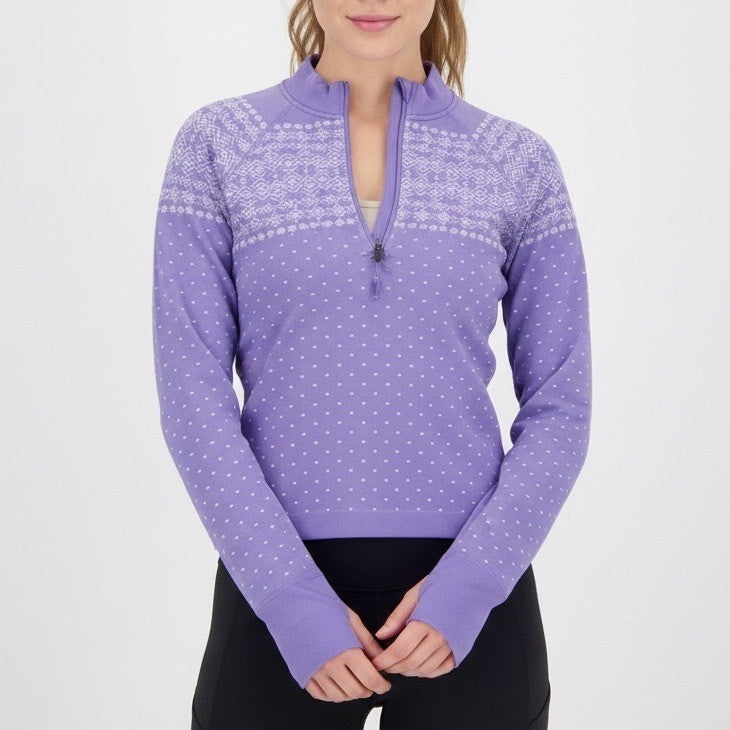 DSG Momentum Seamless Frozen Purple Fair Isle Quarter Zip Pullover Women S