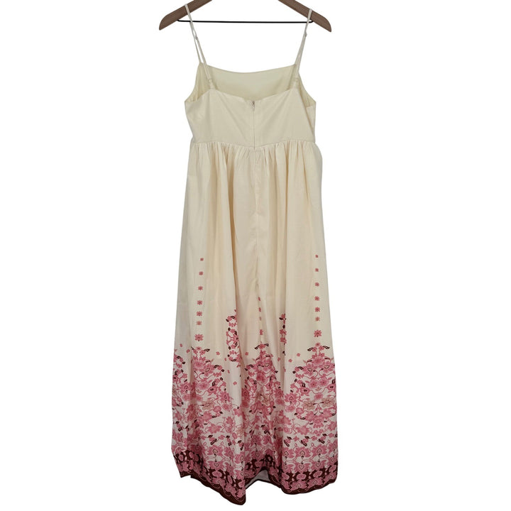 Commense Womens Maxi Dress Floral Sleeveless Casual Summer Cream Pink Size M
