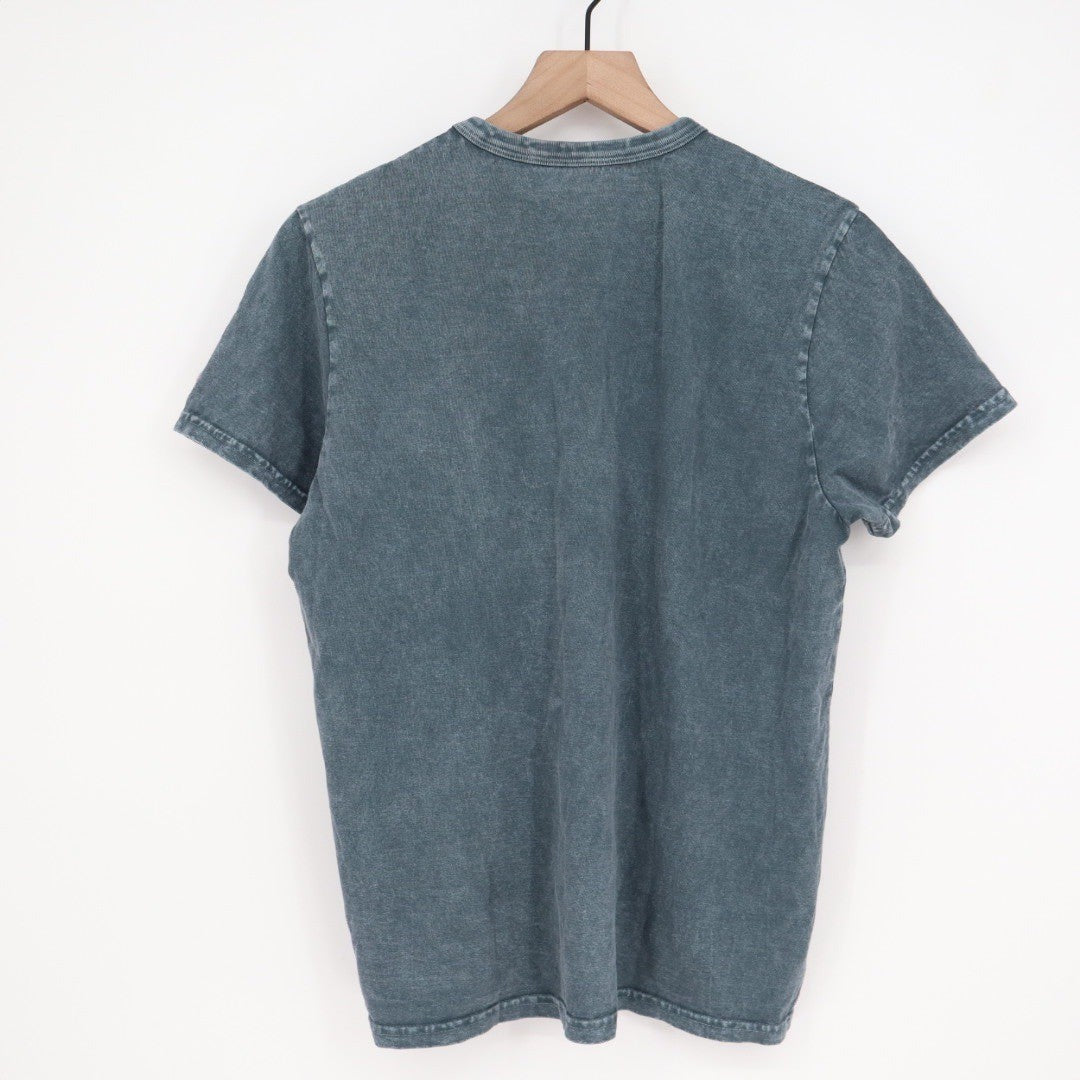 American Giant Washed Cotton TShirt Teal Crew Neck Short Sleeve Size L Made USA