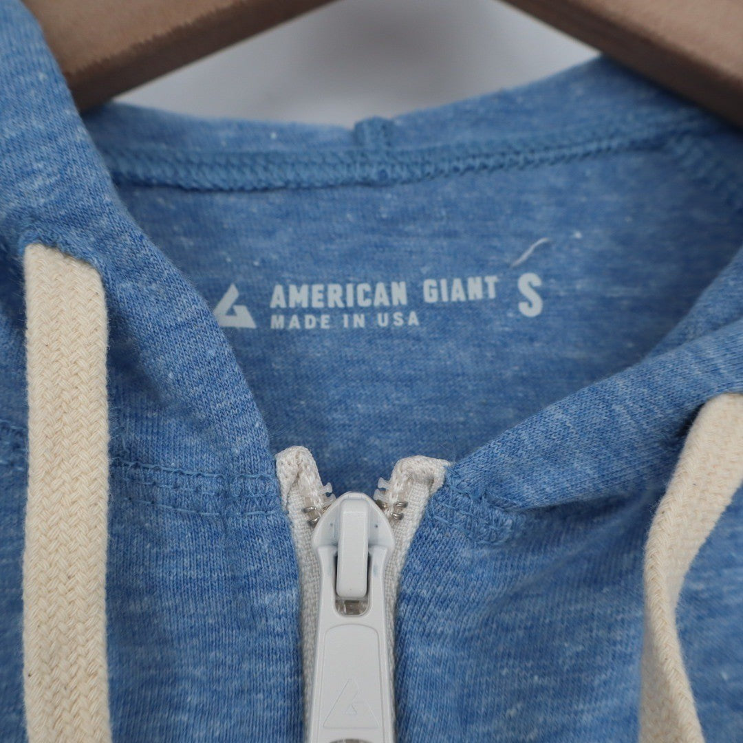 American Giant Womens Blue Heather Zip Up Hoodie Sweatshirt Size S Made in USA