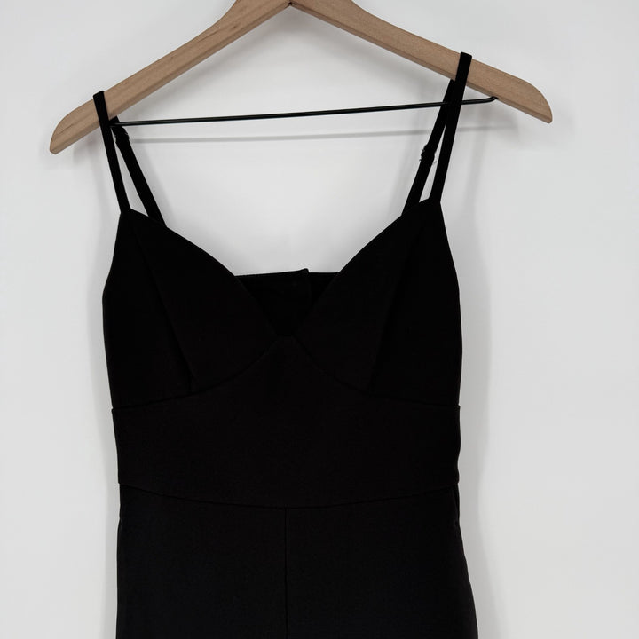 BCBGMaxazria Jumpsuit Women S Black Sweetheart Neck Spaghetti Strap Built In Bra
