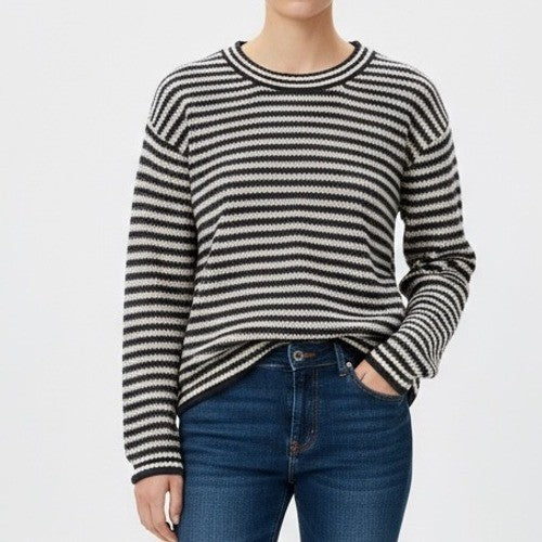 Madewell Striped Knit Sweater XXS Navy Cream Long Sleeve Mock Neck