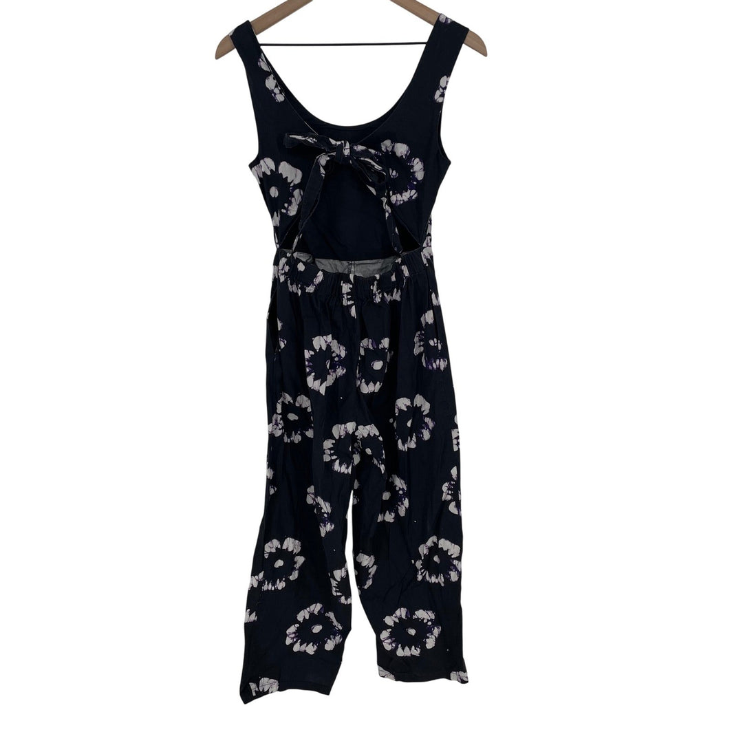 Busayo Collective Black Floral Cutout Tie Back Jumpsuit Size 2