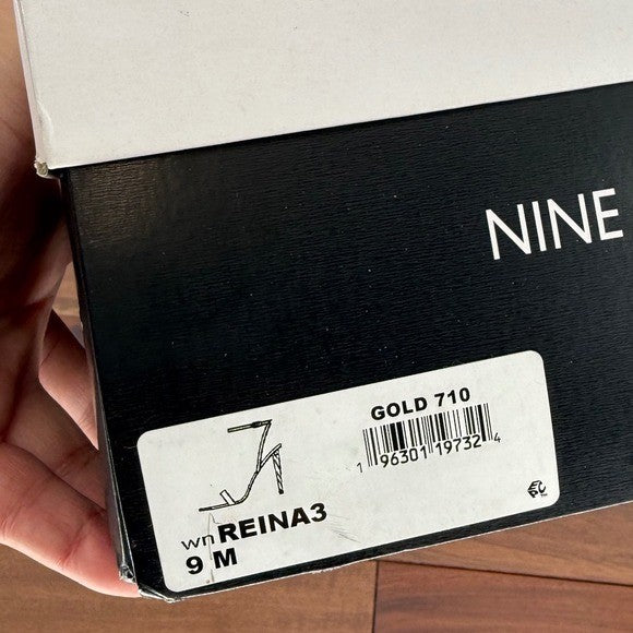 Nine West Gold Ankle Strap Heels Women's Size 9M Party Wedding Stiletto