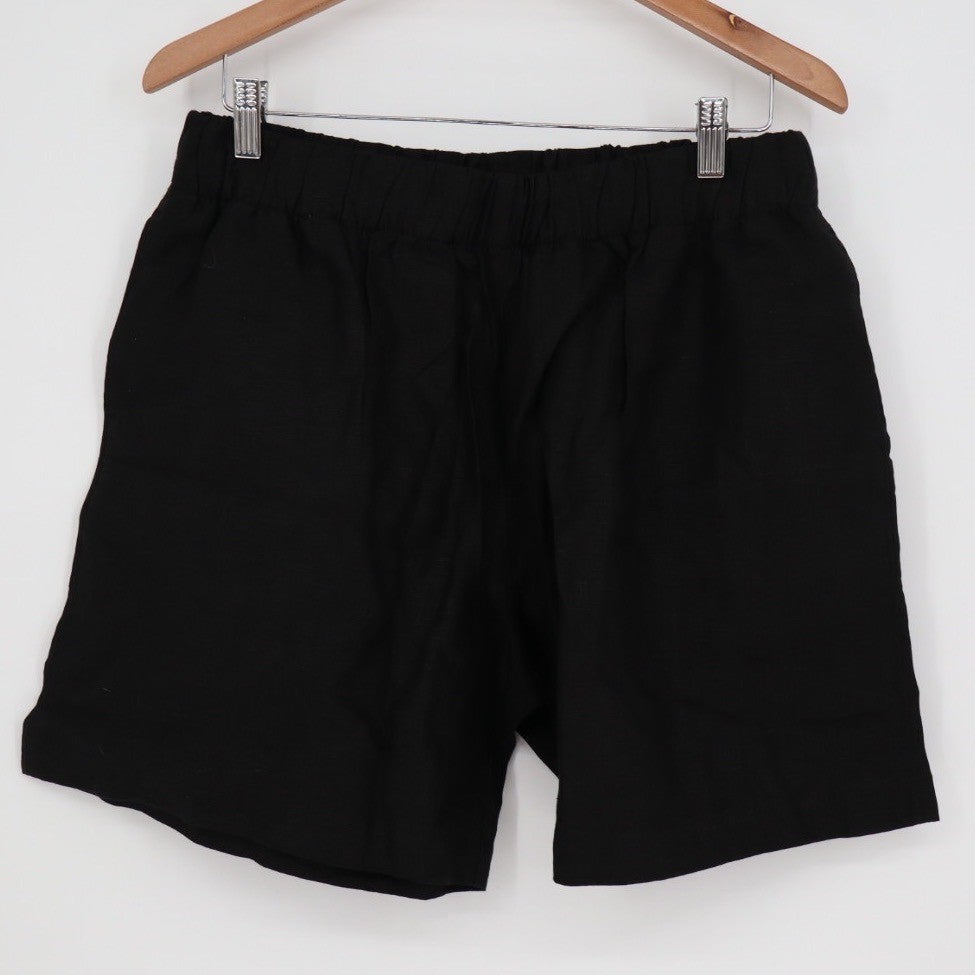 American Giant Linen Black Elastic Waist Shorts Size L Made in USA