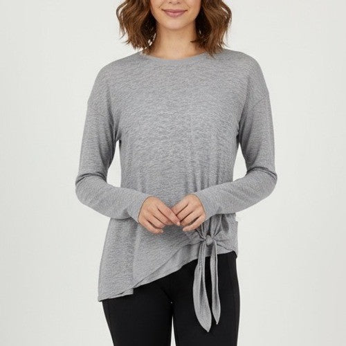 Activewear by Lululemon Light Gray Heathered Tie Front Long Sleeve Top Size 4