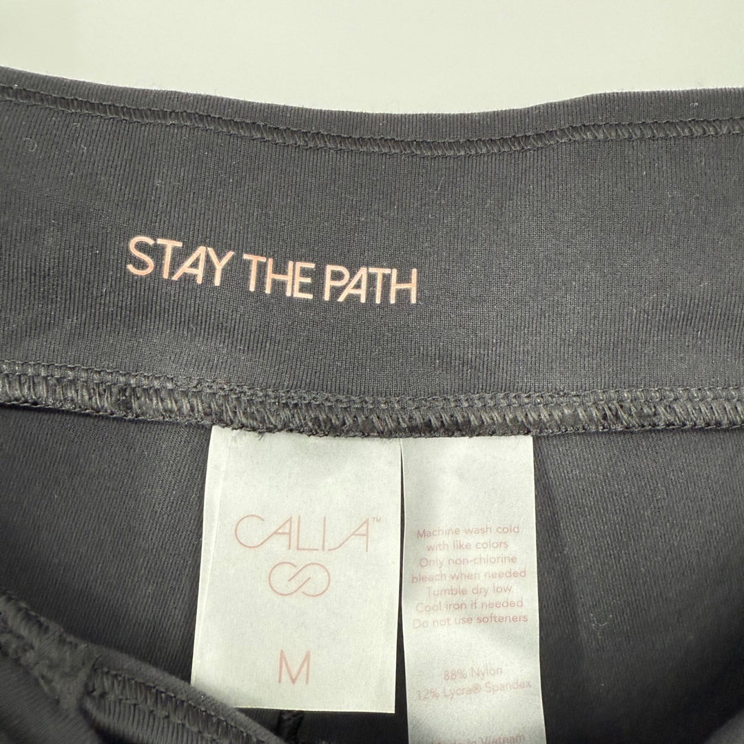 CALLA Black Crossover Waist Capri Leggings Size M Athleisure Workout Fitness
