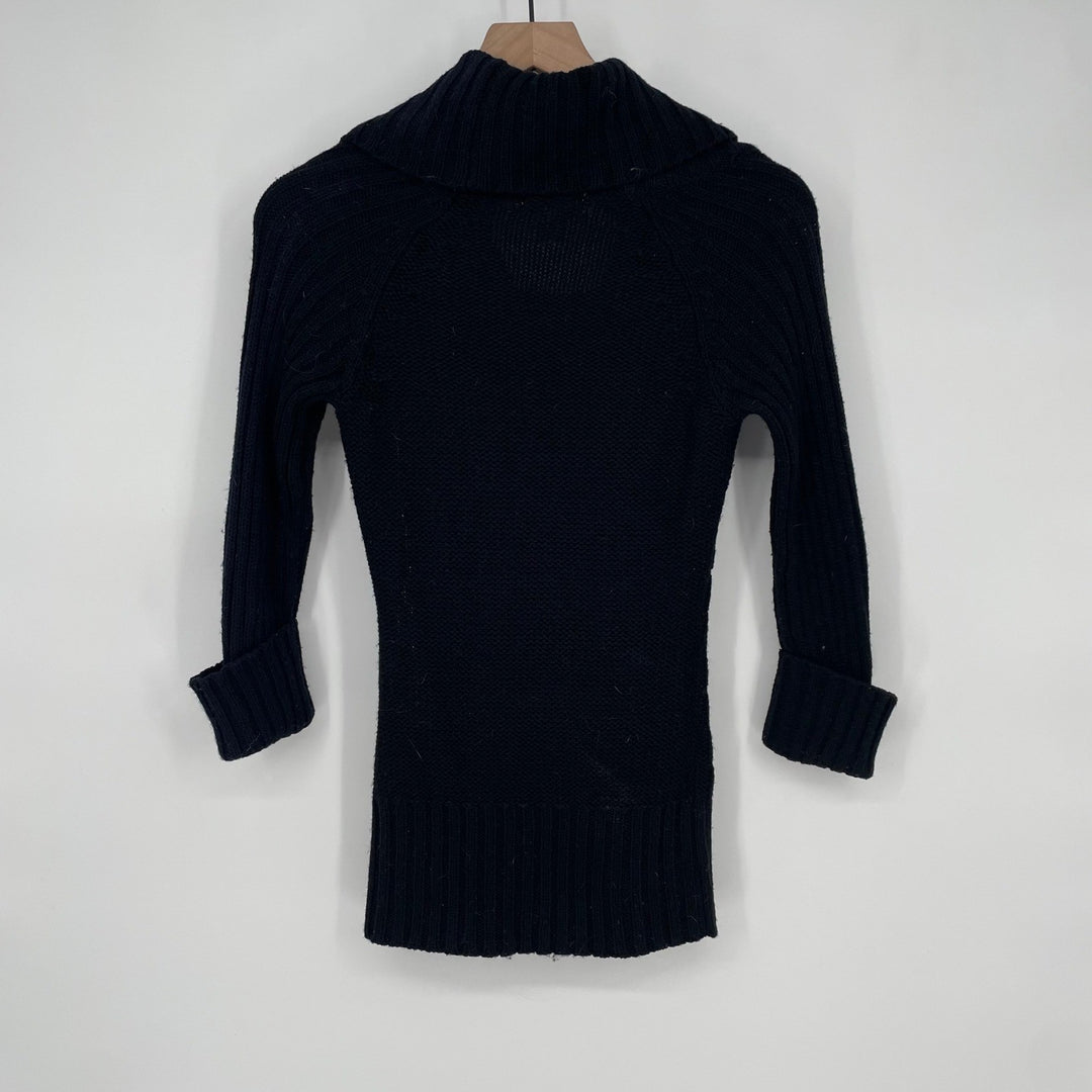 Arizona Jean Company Black Cable Knit Cowl Neck Sweater Size S