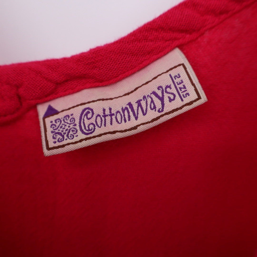 CottonWays Red Asymmetrical Ruffle Midi Dress Spaghetti Strap Size 2