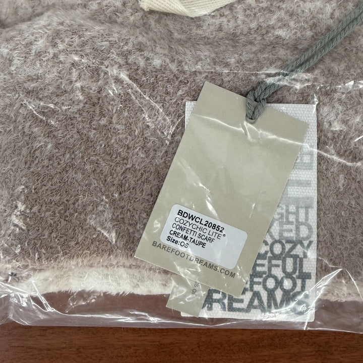 Barefoot Dreams CozyChic Lite Confetti Scarf Womens Cream Taupe Winter Warmer