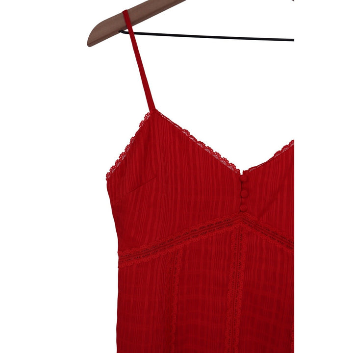 Alice + Olivia Genevieve Red Lace Trimmed Slip Mini Dress Size 10