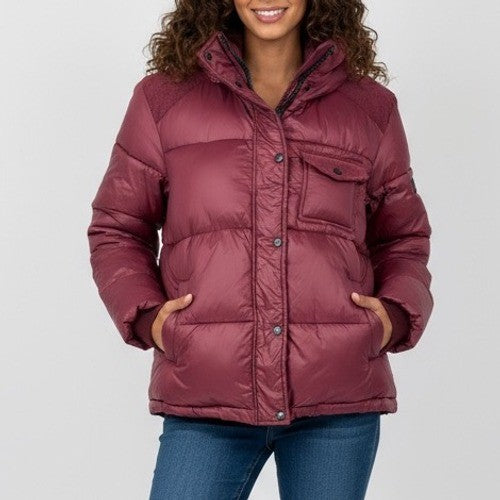 Koolaburra by UGG Burgundy Corduroy Puffer Hooded Jacket Size S/P