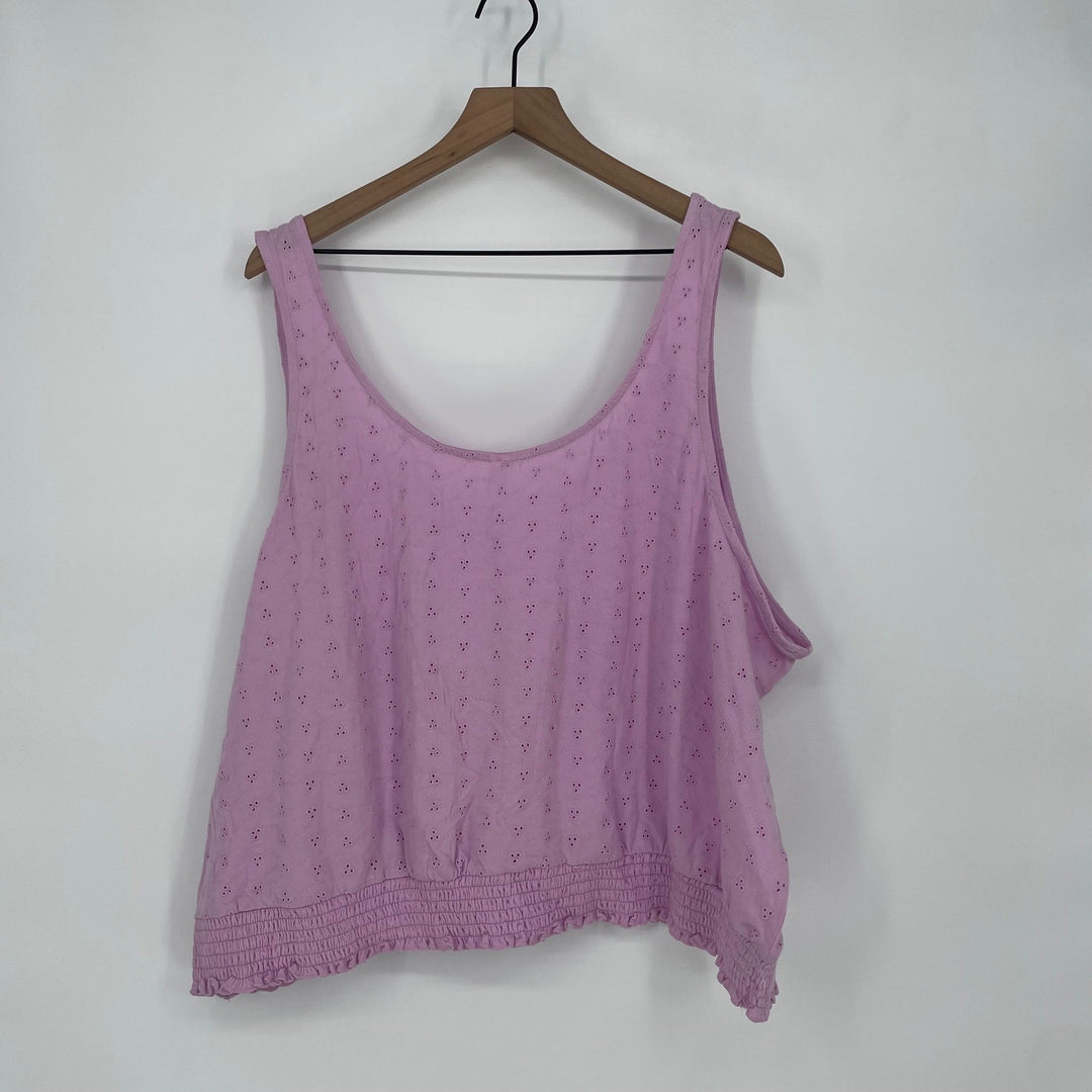 BP. Plus Size 4X Lavender Eyelet Smocked Crop Tank Top