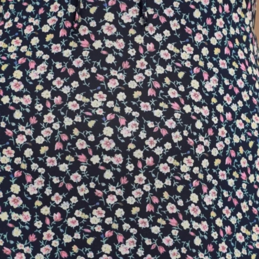 Lulus Renee Navy Blue Floral Print Ruffled Lace-Up Midi Dress Size XS