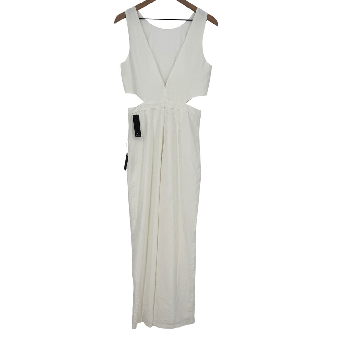 Lulus Moments To Remember White Sleeveless Wide-Leg Cutout Jumpsuit Size M