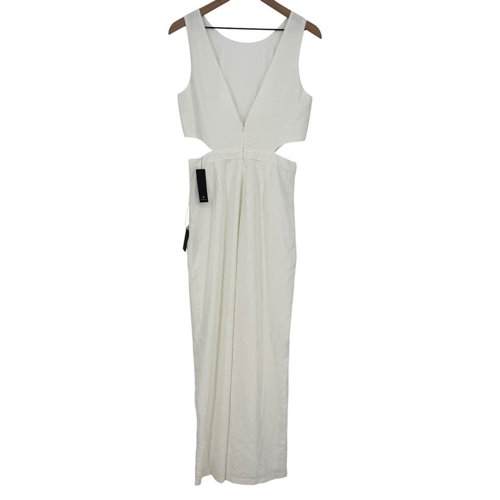 Lulus Moments To Remember White Sleeveless Wide-Leg Cutout Jumpsuit Size M