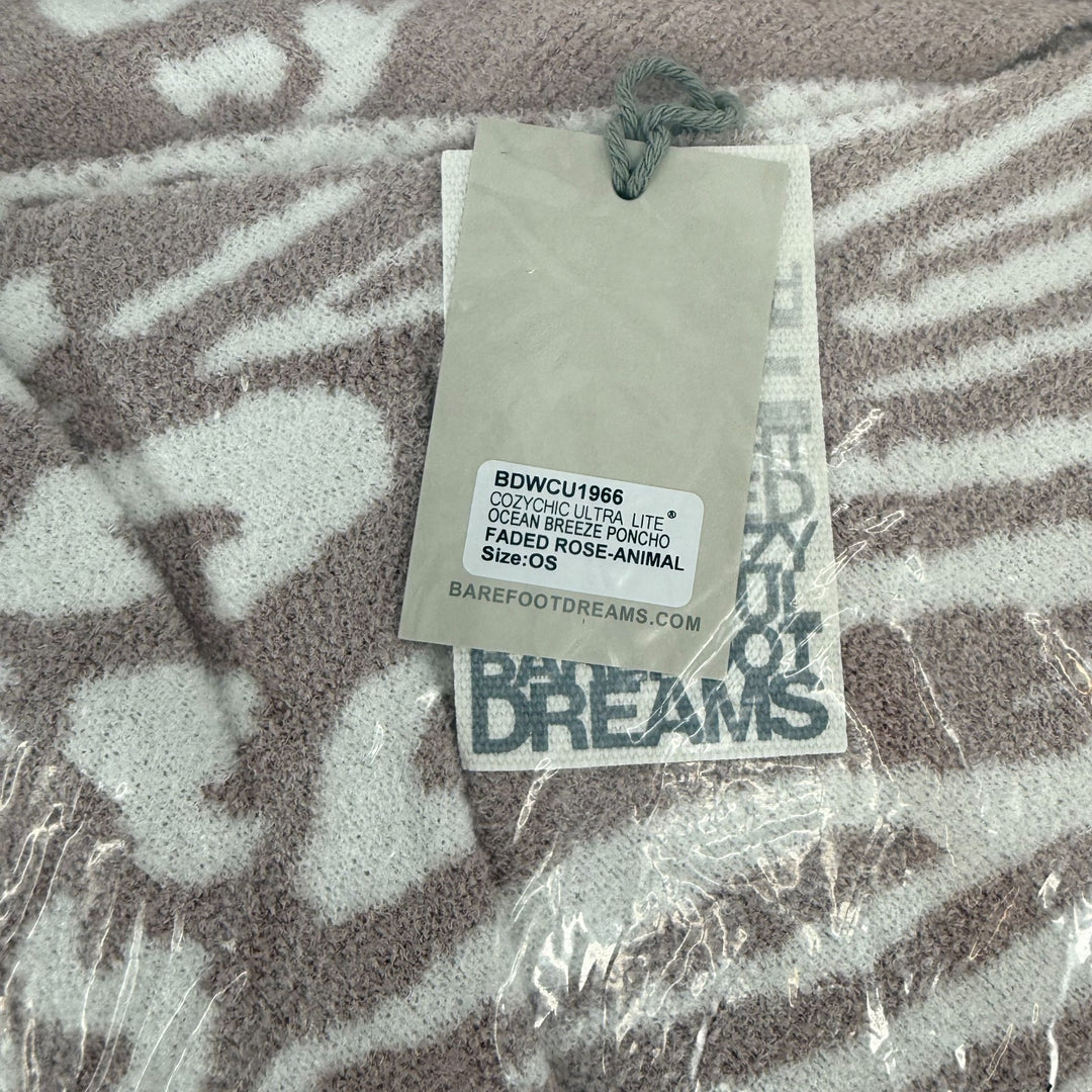 Barefoot Dreams CozyChic Ultra Lite Ocean Breeze Poncho Womens OS Rose Animal