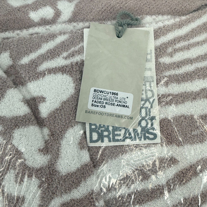 Barefoot Dreams CozyChic Ultra Lite Ocean Breeze Poncho Womens OS Rose Animal