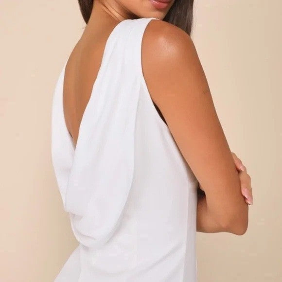 Lulus Perfection Bound White Sleeveless Cowl Back Mini Dress Size S