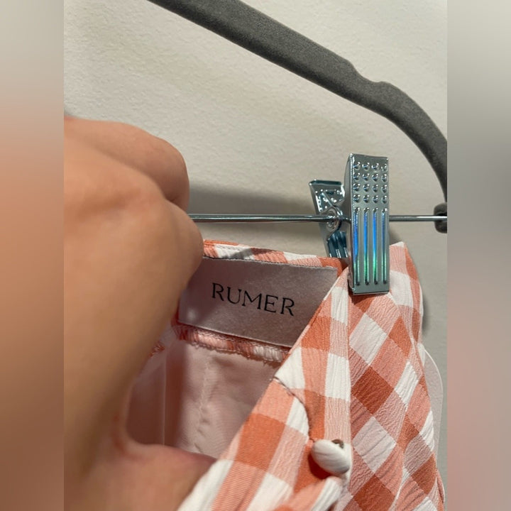 Rumer Bisou Ruched Gingham Maxi Skirt Size S