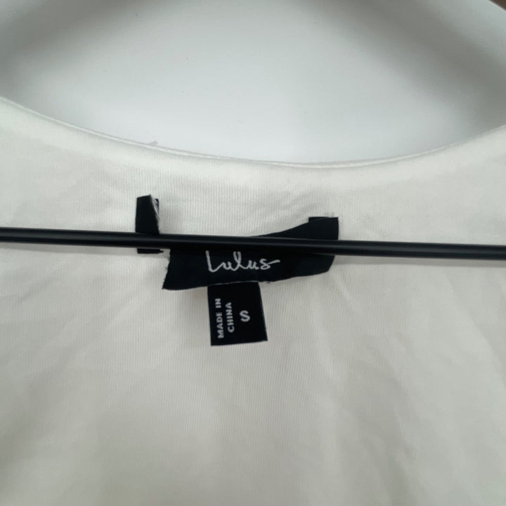 Lulus White Square Neck Cap Sleeve Cropped Top Size S