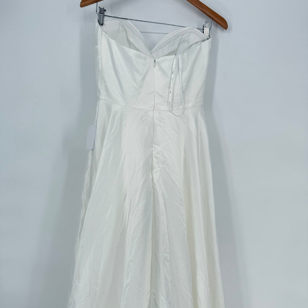Lulus Lifetime of Love White Satin Strapless A-Line Gown Size 6