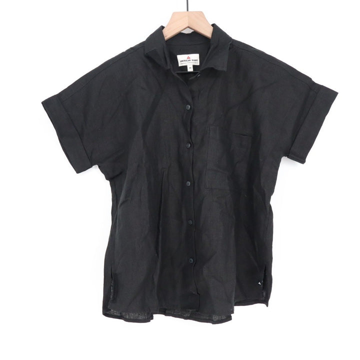 American Giant Black Women's Linen Shirt Size XS Made In USA