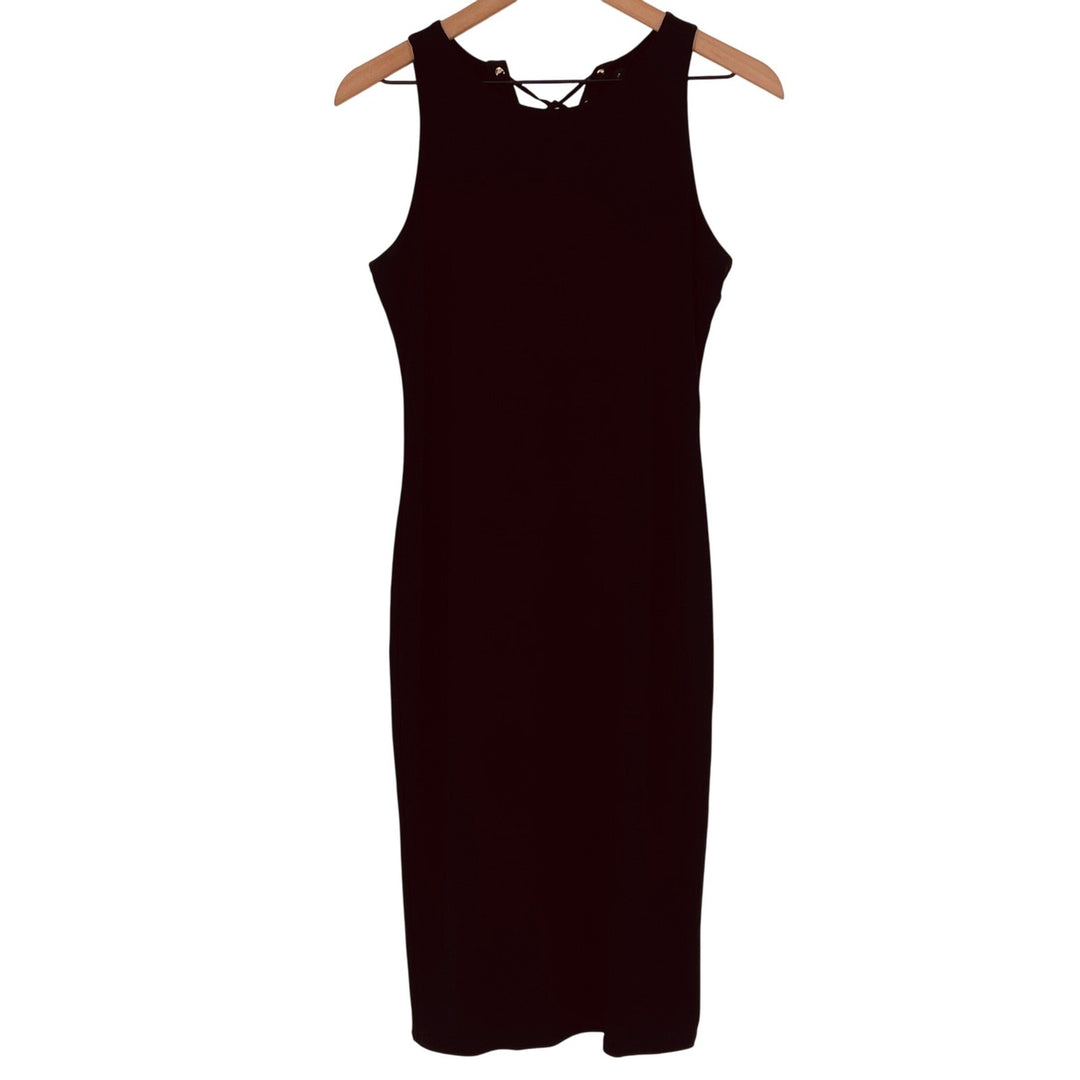 White House Black Market Black Lace Up Midi Dress Size S