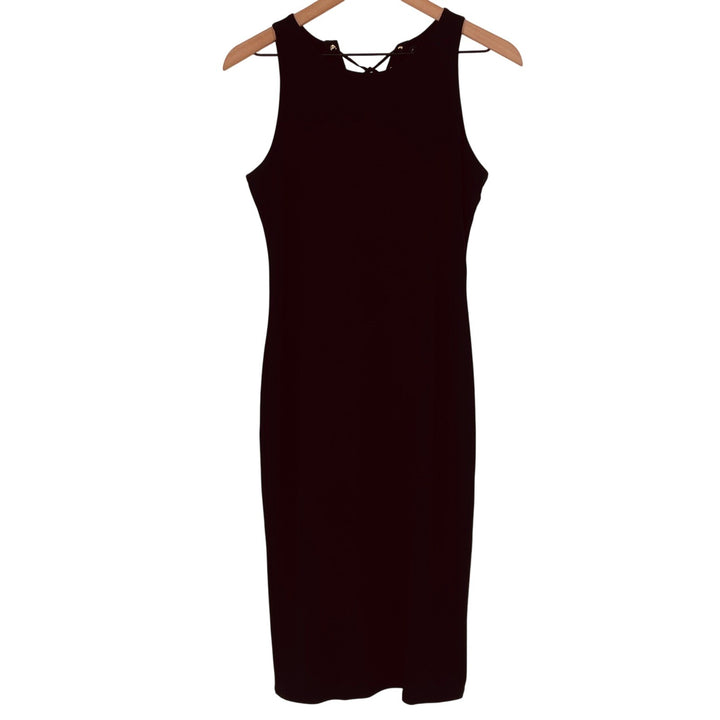 White House Black Market Black Lace Up Midi Dress Size S