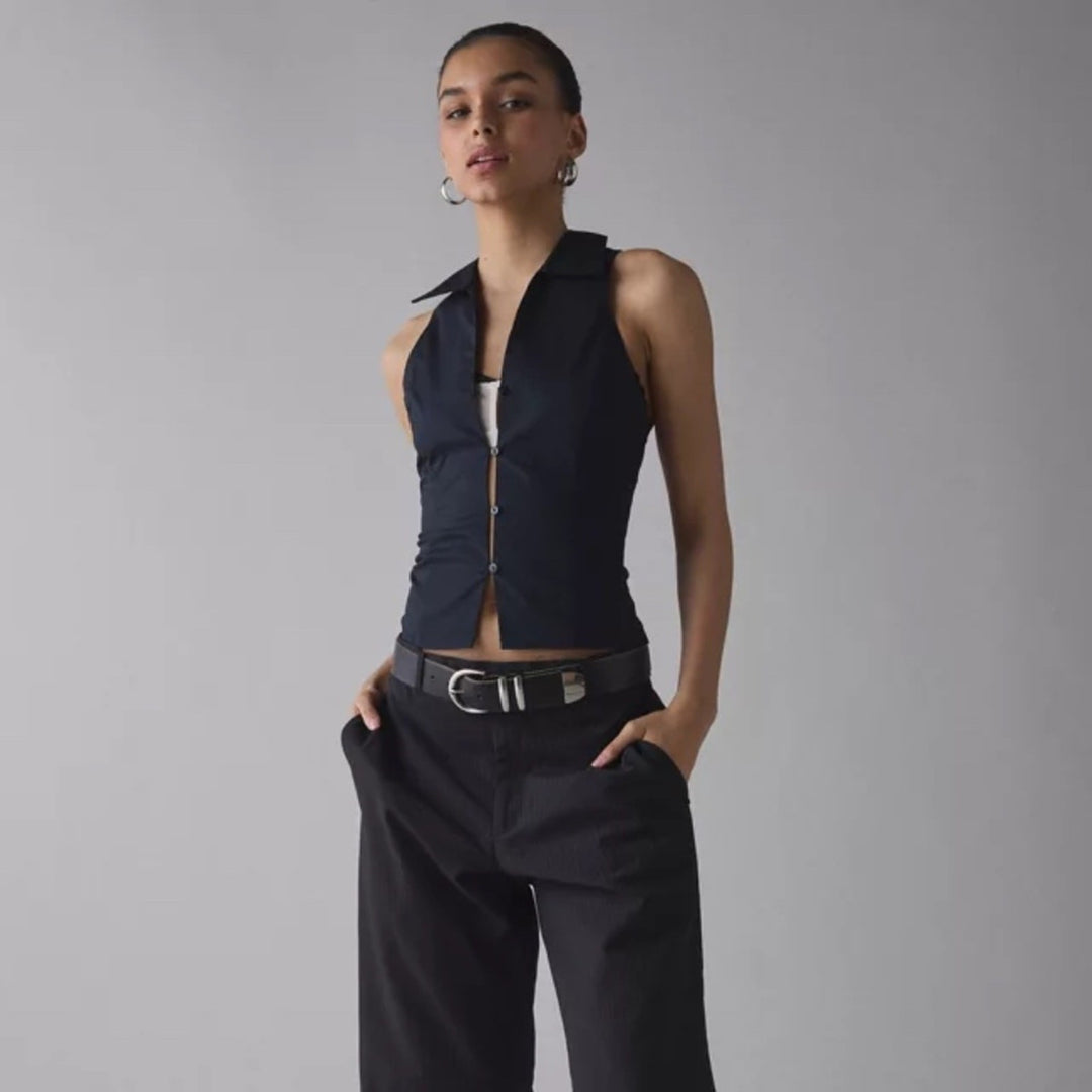 Urban Outfitters Party Girl Cotton-Blend Button Down Sleeveless Top Size L