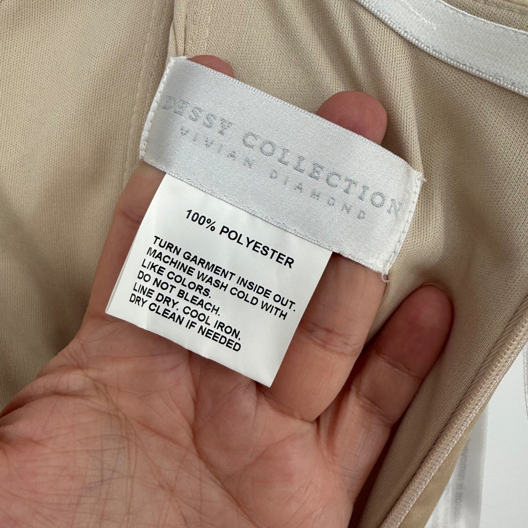 Dessy Collection Off-The-Shoulder Flounce Sleeve Empire Waist Gown With Slit