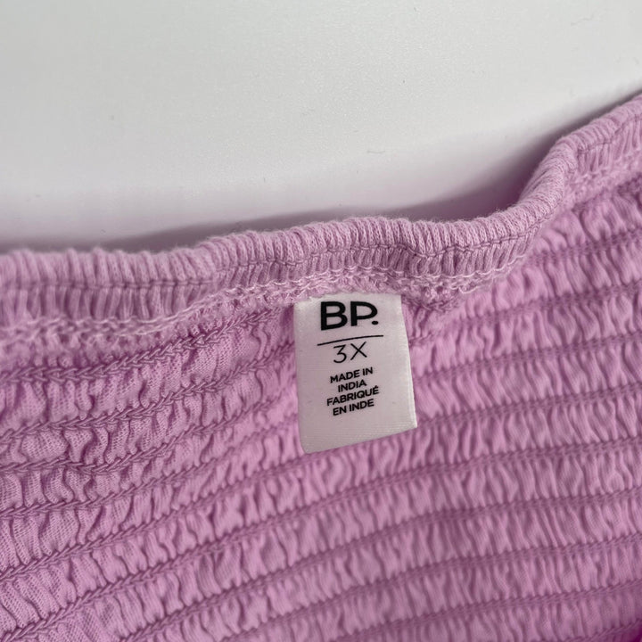 BP Smocked Off The Shoulder Top Lavender Purple Puff Sleeve Plus Size 3X