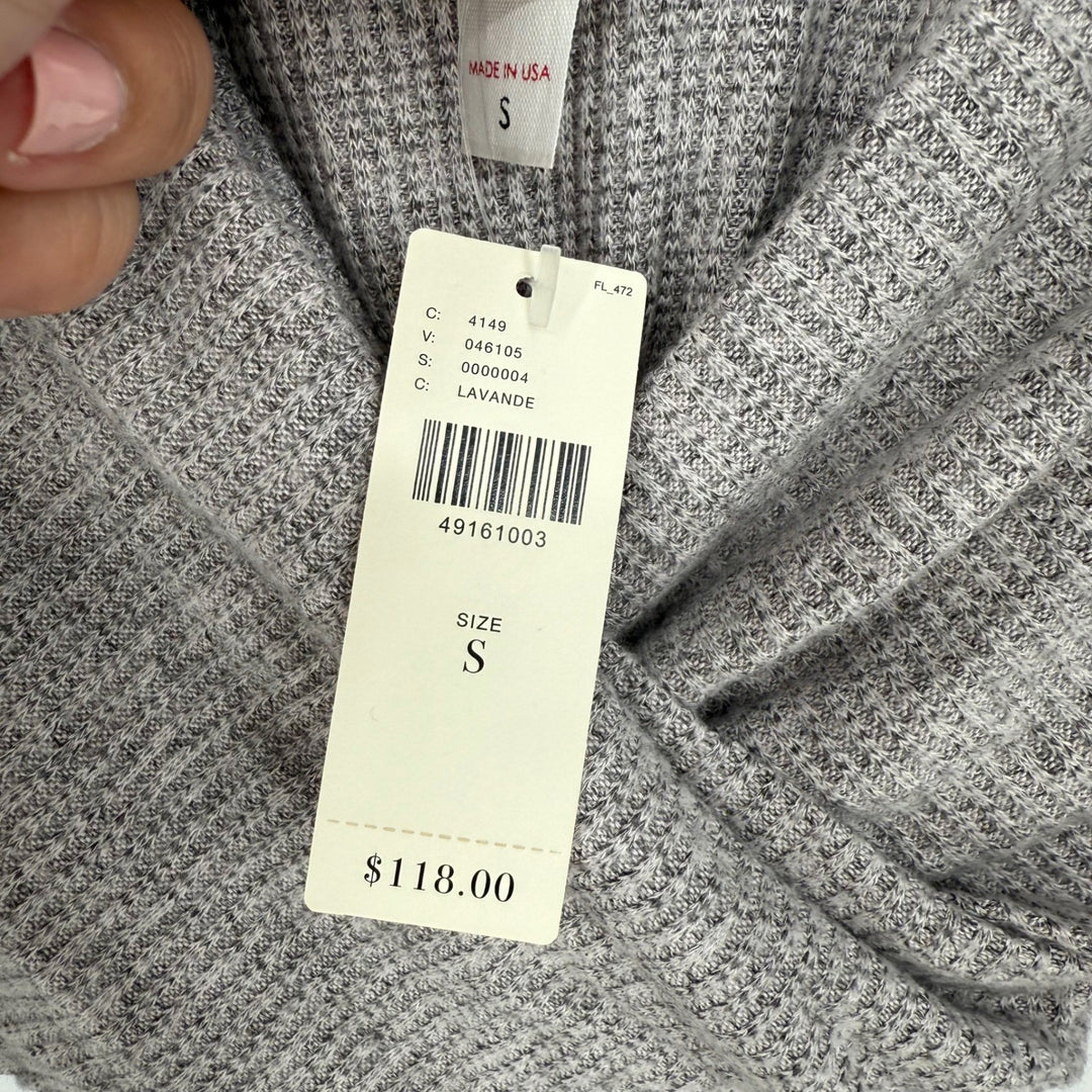 AMADI Wrap Knit Midi Dress Taupe Long Sleeve V Neck Ruched Casual Size S