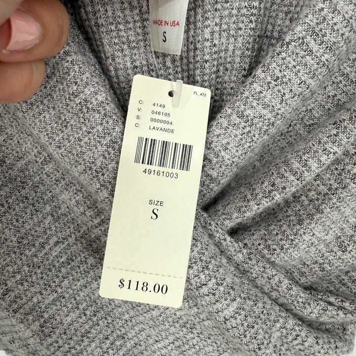 AMADI Wrap Knit Midi Dress Taupe Long Sleeve V Neck Ruched Casual Size S