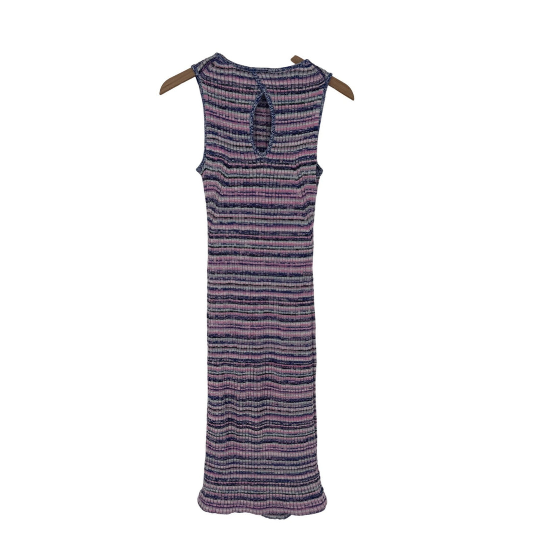 GAP Striped Ribbed Knit Sleeveless Midi Dress Keyhole Back XS