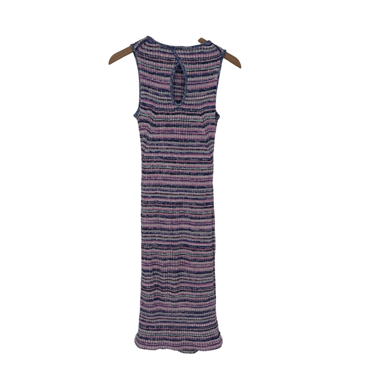 GAP Striped Ribbed Knit Sleeveless Midi Dress Keyhole Back XS