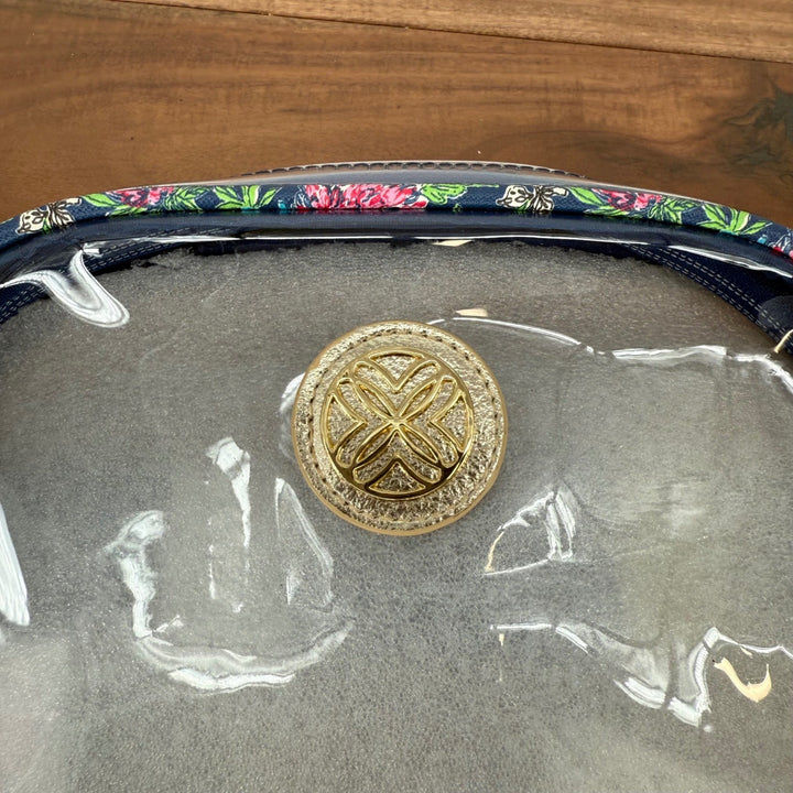 Lilly Pulitzer Clear Belt Bag Pouch Floral Trim Gold Logo & Strap