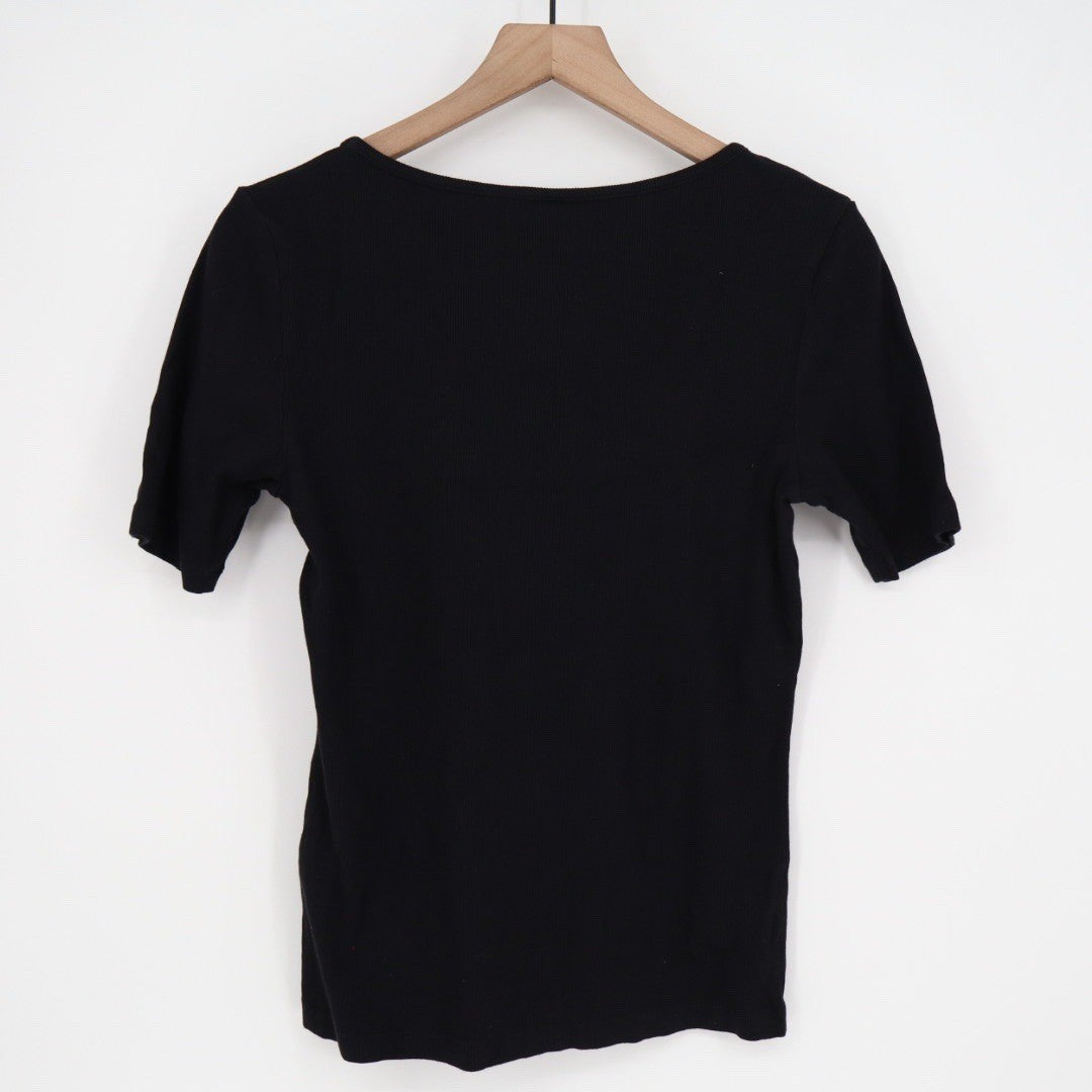 American Giant Black Square Neck Ribbed Short Sleeve T Shirt Top Women Size M