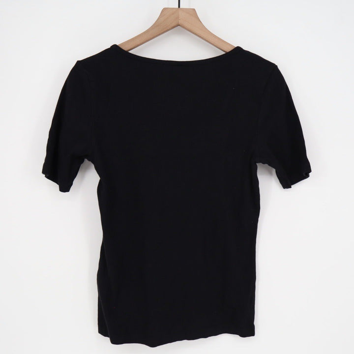 American Giant Black Square Neck Ribbed Short Sleeve T Shirt Top Women Size M