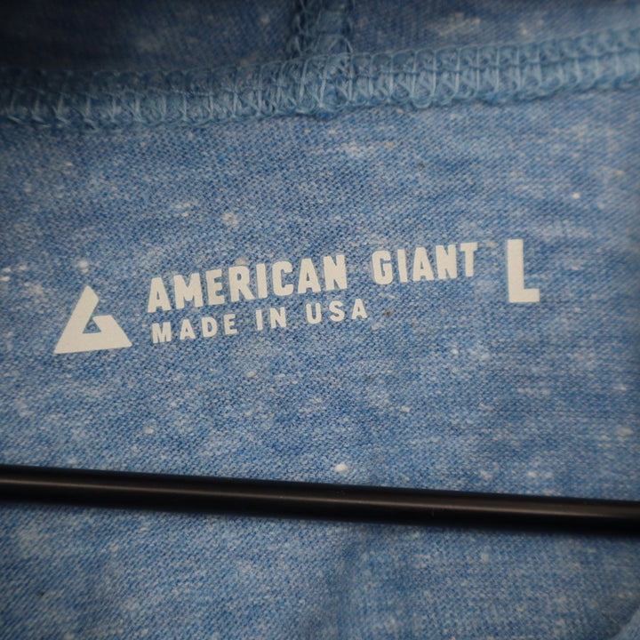 American Giant Full Zip Hoodie Heather Blue Lightweight Made in USA Size L