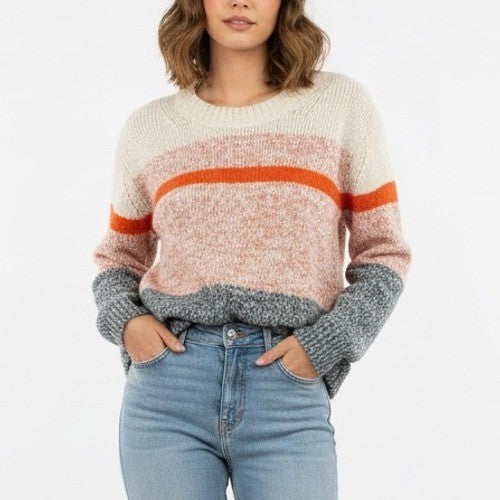 Lou & Grey for Loft Striped Colorblock Knit Sweater Size L