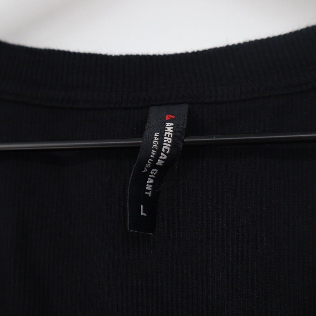 American Giant Ribbed Tank Top Black Cotton Spandex Made USA Size L