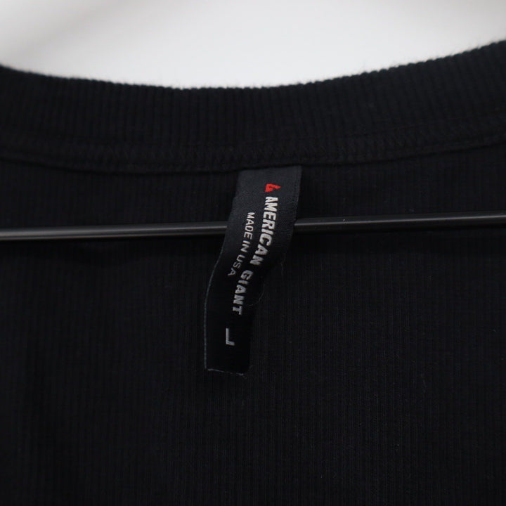 American Giant Ribbed Tank Top Black Cotton Spandex Made USA Size L