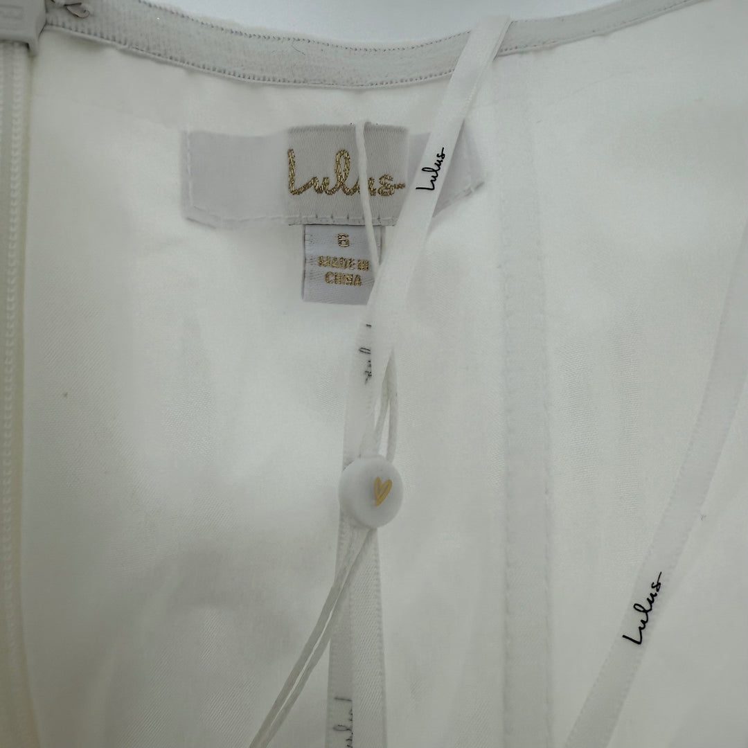 Lulus Lifetime of Love White Satin Strapless A-Line Gown Size 6