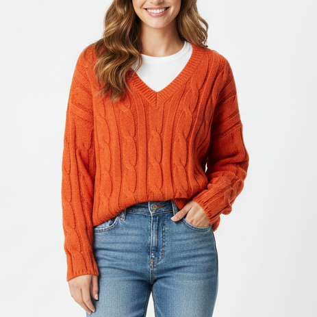 Madewell Cable Knit V-Neck Crop Sweater Size XL