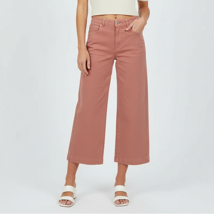 Everlane Chino Pants Womens 6 Pink Canvas Cotton Stretch Wide Leg Outdoor Boho