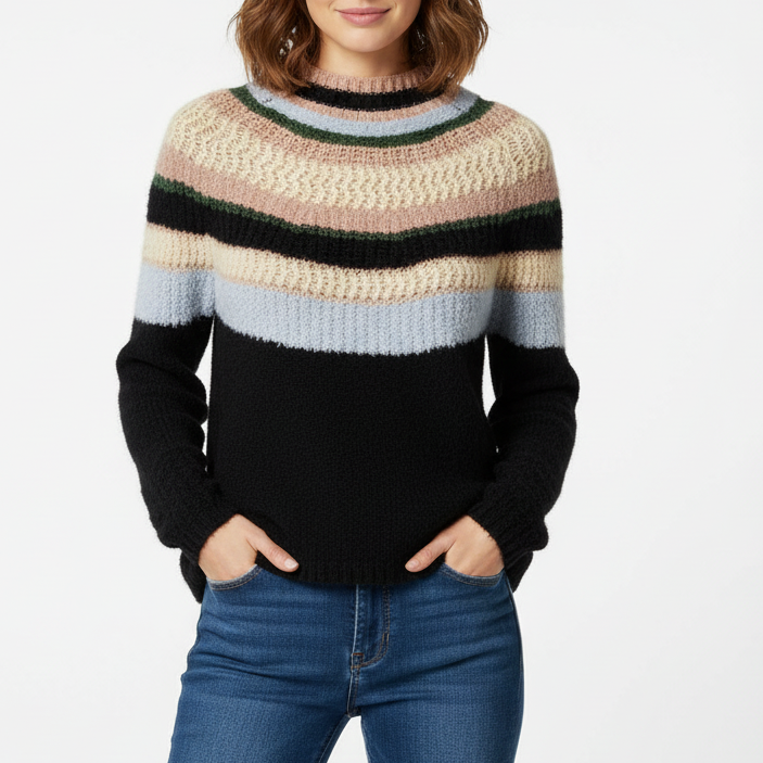 Caslon Sweater Womens XS Multicolor Striped Cotton Wool Raglan Sleeve Mock Neck