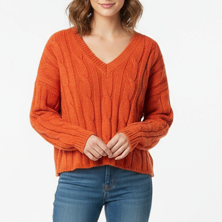 Madewell Cable Knit V-Neck Crop Sweater Size XL